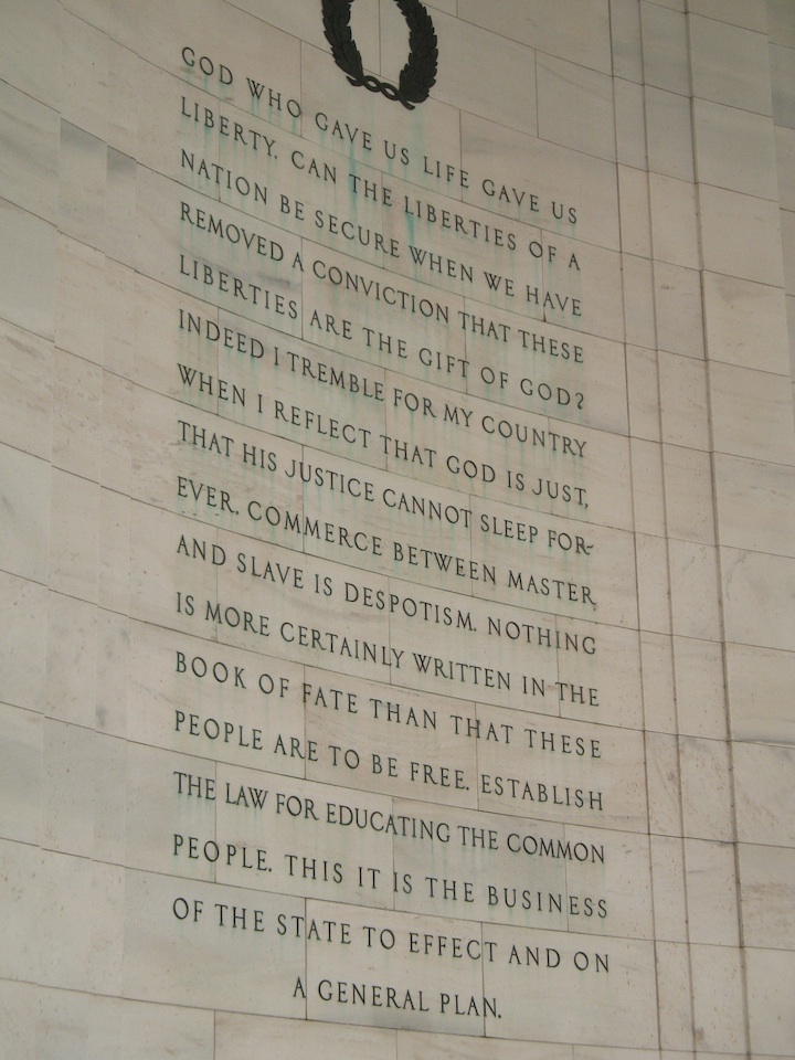 Jefferson Memorial Wall in Washington, DC